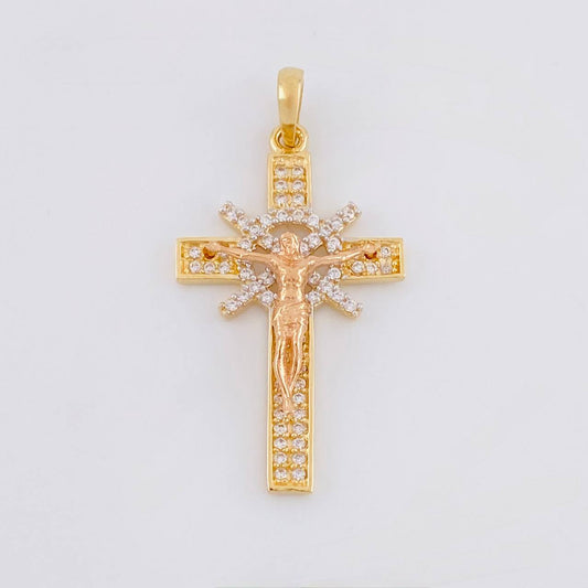 Dije Cruz Cristo 2.85g / 3.4cm Dos Oros Amarillo Rosa 18K