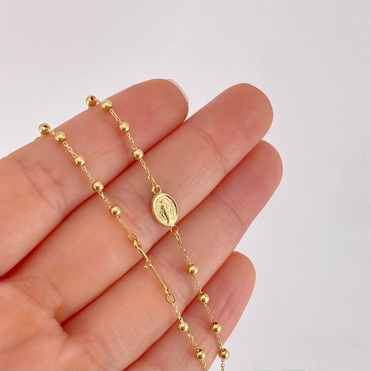 Cadena Denario Virgen Milagrosa 3.1g / 45cm / 2.6mm Oro Amarillo 18K