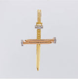 Dije Cruz Clavo 6.4g / 5.8cm Dos Oros Amarillo Rosa 18K