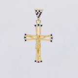 Dije Cruz Cristo 3.95g / 4.2cm Dos Oros Amarillo Blanco 18K