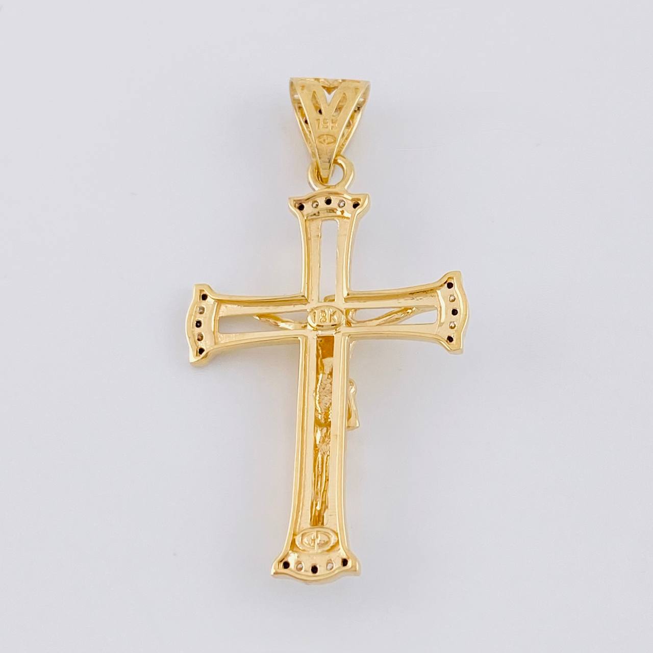 Dije Cruz Cristo 3.95g / 4.2cm Dos Oros Amarillo Blanco 18K