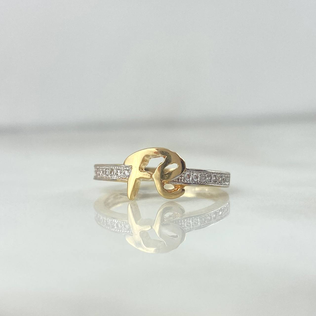 Anillo Fé 2.3gr / T6 1/2 / Circones Blancos Oro Amarillo