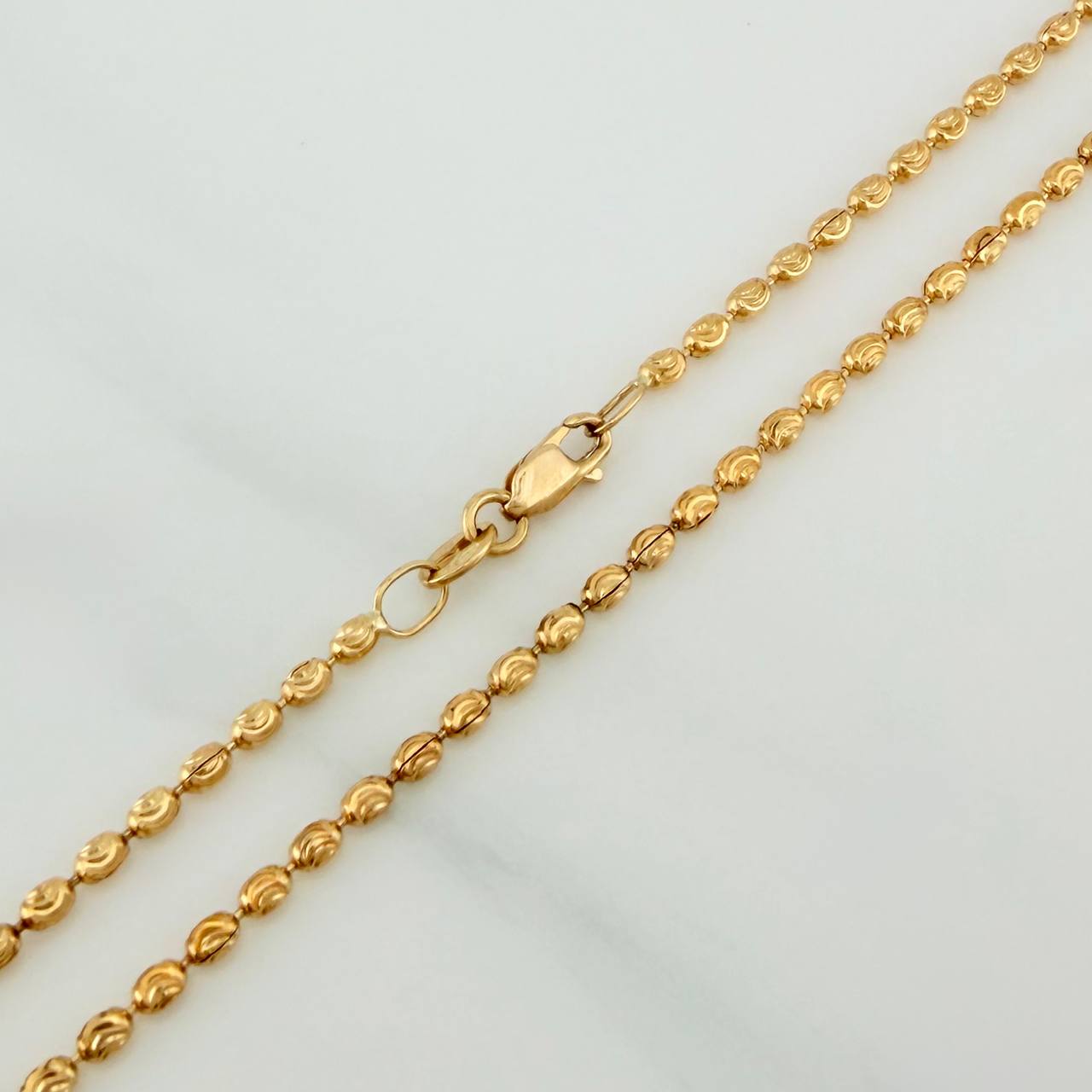 Cadena Militar Media Luna 7.7gr / 61cm / 2mm Oro Amarillo 18K