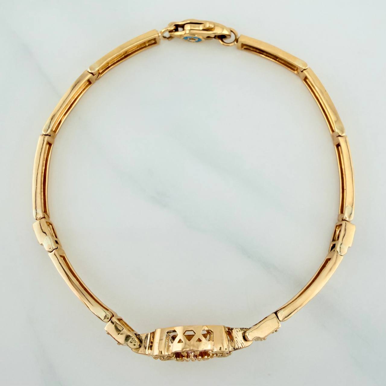 Pulso Amuleto Floral 13.35gr / 18cm / 4mm Oro Amarillo Nac.Esp. 18K &