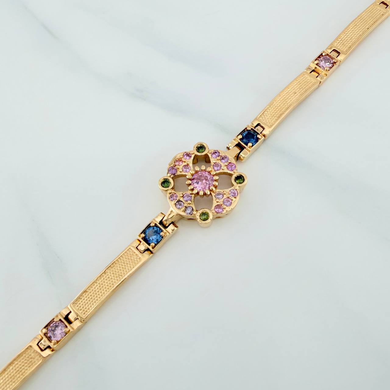 Pulso Amuleto Floral 13.35gr / 18cm / 4mm Oro Amarillo Nac.Esp. 18K &