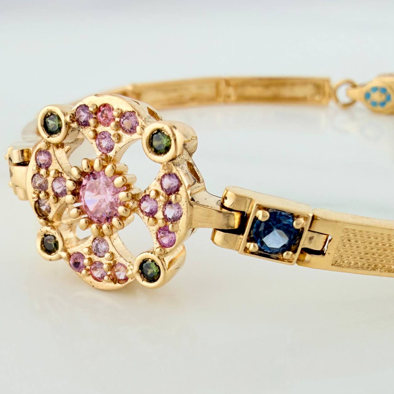 Pulso Amuleto Floral 13.35gr / 18cm / 4mm Oro Amarillo Nac.Esp. 18K &
