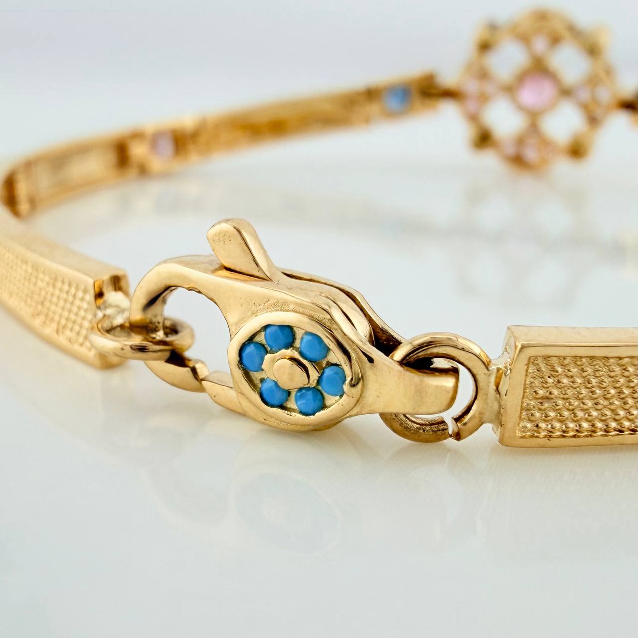 Pulso Amuleto Floral 13.35gr / 18cm / 4mm Oro Amarillo Nac.Esp. 18K &