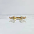 Anillo Abrazo 3.05gr / T7 1/2 / Alas Curvas Circones Blancos Oro Amarillo 18K *