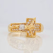 Anillo Cruz Cristo 5.2g / T8 1/4 Dos Oros Amarillo Blanco 18K