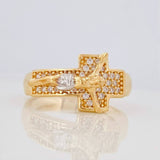 Anillo Cruz Cristo 5.2g / T8 1/4 Dos Oros Amarillo Blanco 18K