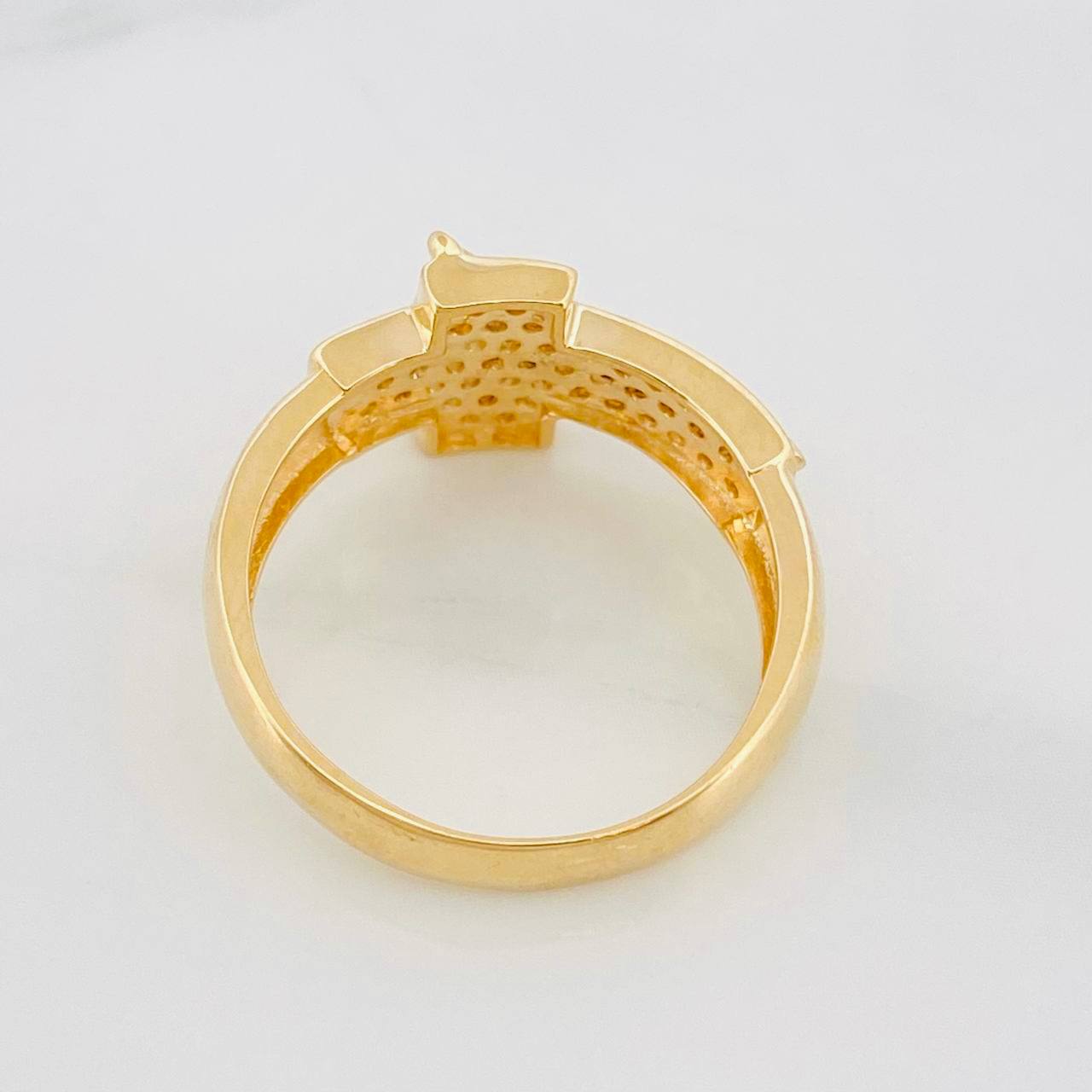 Anillo Cruz Cristo 5.2g / T8 1/4 Dos Oros Amarillo Blanco 18K