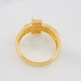 Anillo Cruz Cristo 5.2g / T8 1/4 Dos Oros Amarillo Blanco 18K