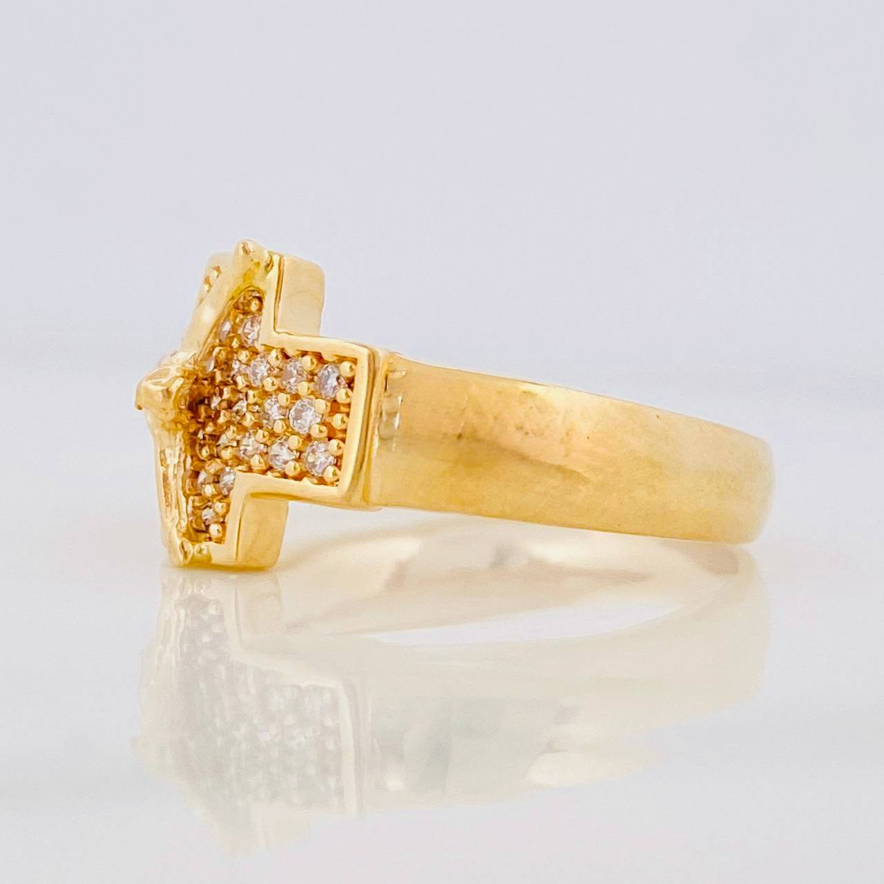 Anillo Cruz Cristo 5.2g / T8 1/4 Dos Oros Amarillo Blanco 18K