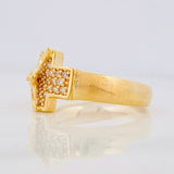 Anillo Cruz Cristo 5.2g / T8 1/4 Dos Oros Amarillo Blanco 18K