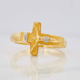 Anillo Cruz Cristo 4.7g / T10 Dos Oros Amarillo Blanco 18K