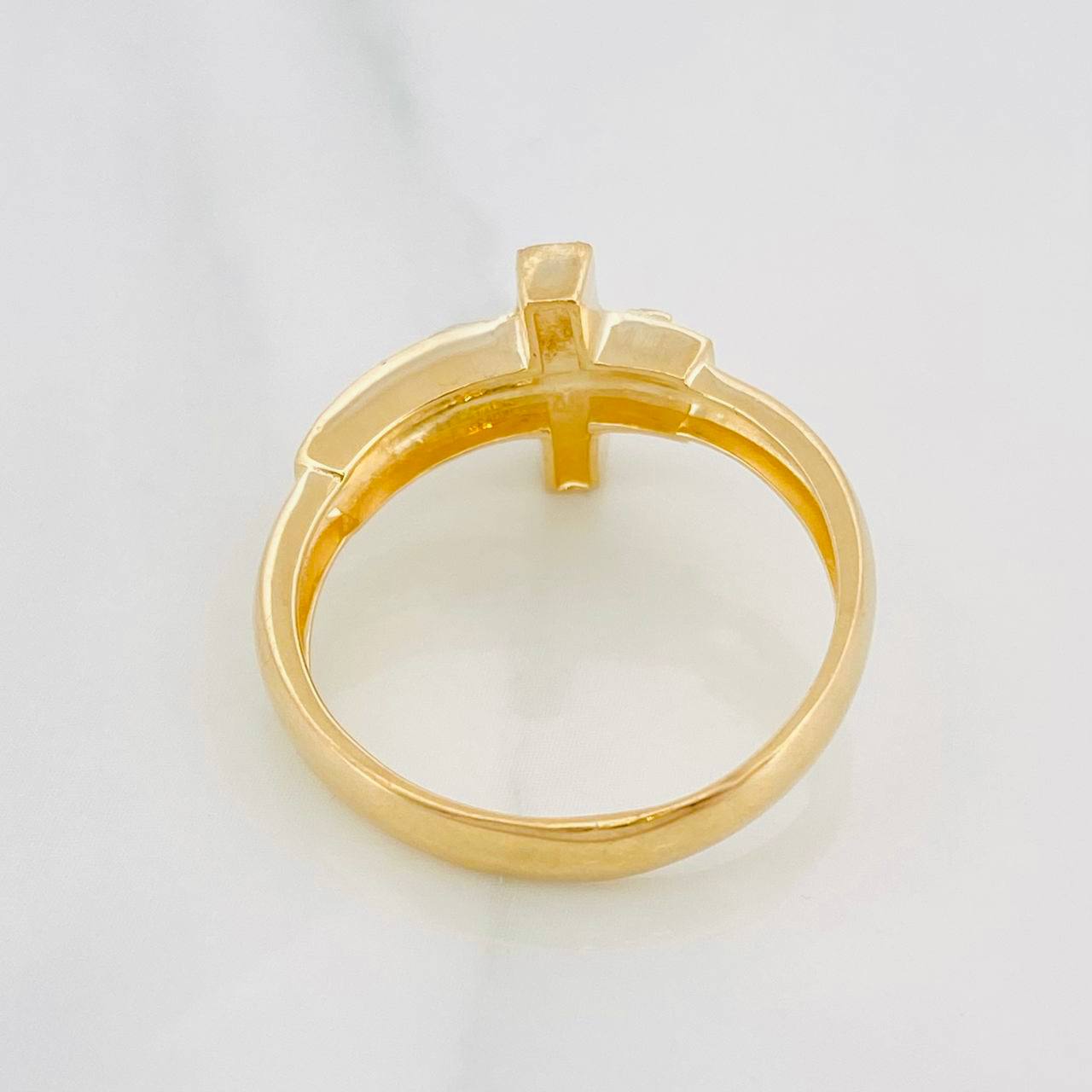 Anillo Cruz Cristo 4.7g / T10 Dos Oros Amarillo Blanco 18K