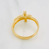 Anillo Cruz Cristo 4.7g / T10 Dos Oros Amarillo Blanco 18K