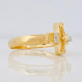 Anillo Cruz Cristo 4.7g / T10 Dos Oros Amarillo Blanco 18K
