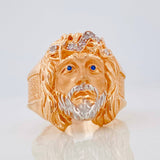 Anillo Rostro de Cristo 9.95g / T10 1/4 Dos Oros Blanco Rosa 18K