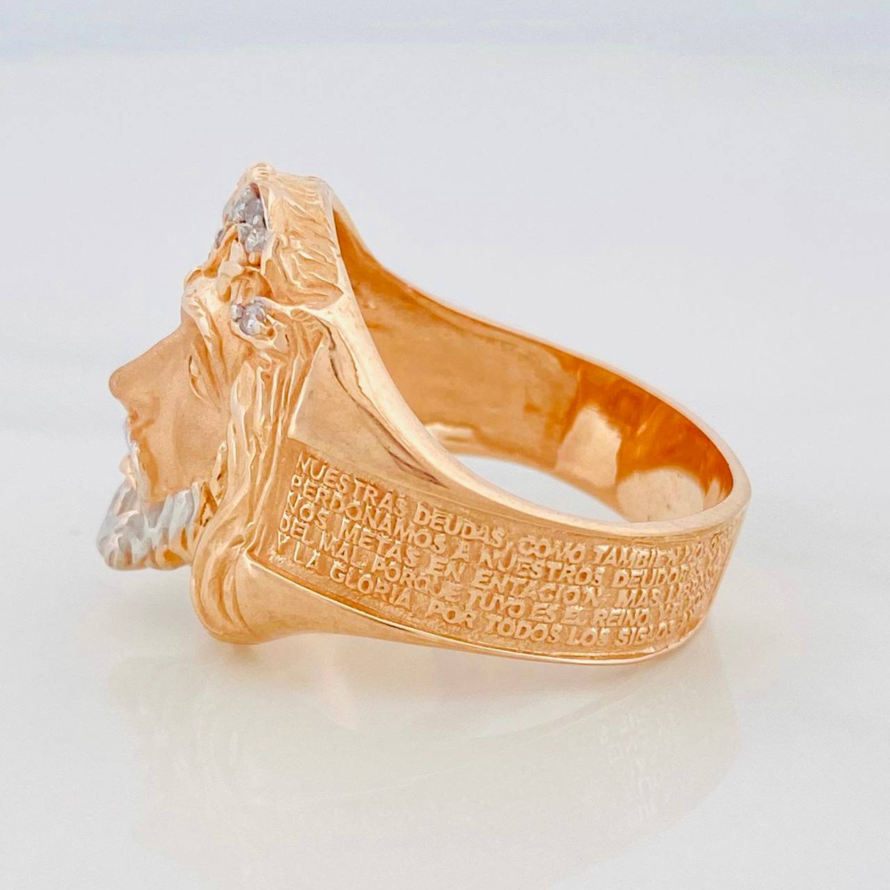 Anillo Rostro de Cristo 9.95g / T10 1/4 Dos Oros Blanco Rosa 18K