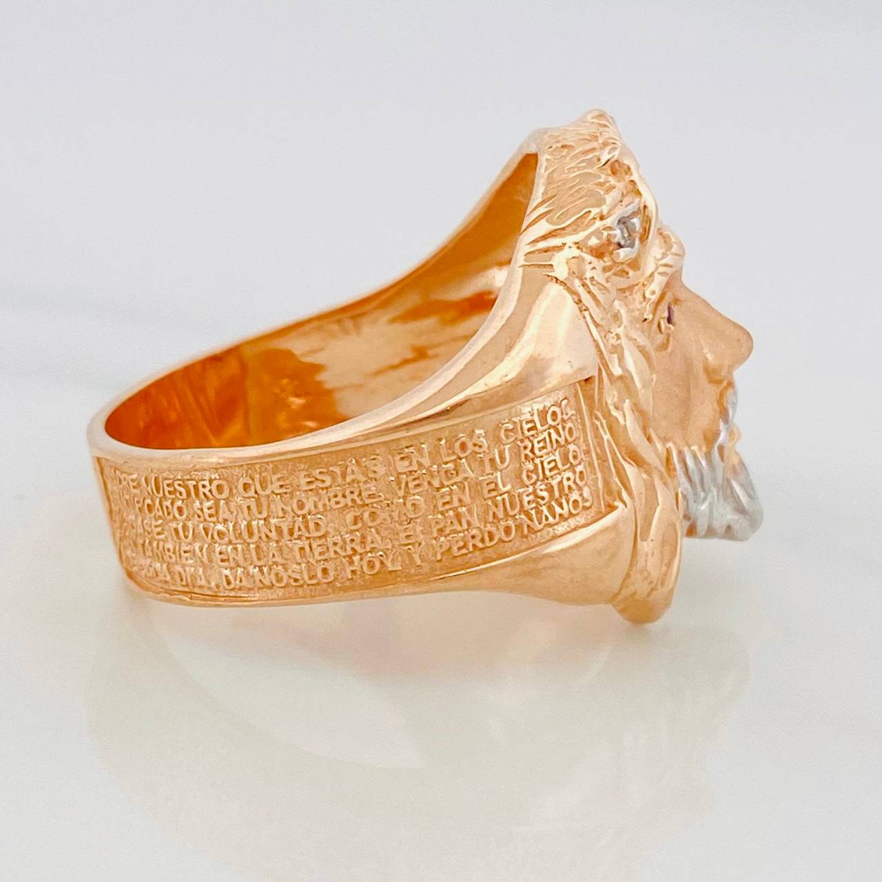 Anillo Rostro de Cristo 9.95g / T10 1/4 Dos Oros Blanco Rosa 18K