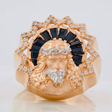Anillo Rostro de Cristo 11.8g / T11 1/4 Dos Oros Blanco Rosa 18K