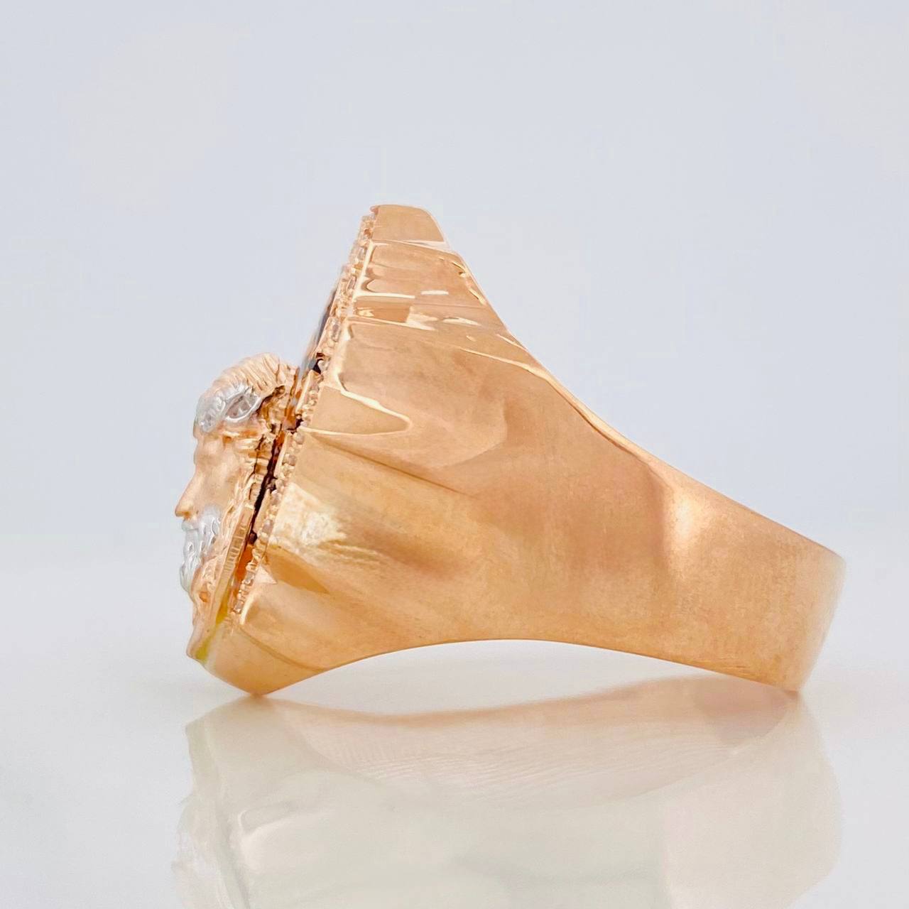 Anillo Rostro de Cristo 11.8g / T11 1/4 Dos Oros Blanco Rosa 18K