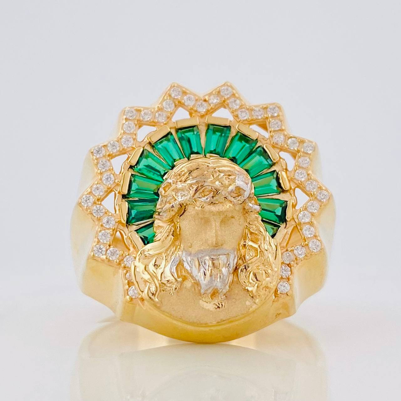 Anillo Rostro de Cristo 10.75g / T11 1/2 Dos Oros Amarillo Blanco 18K