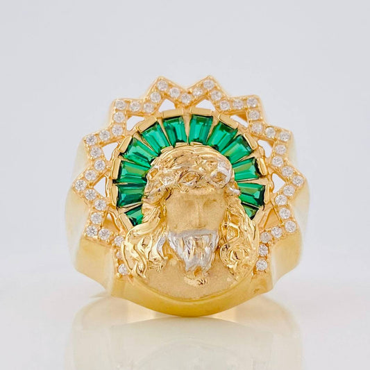 Anillo Rostro Cristo 10.75g / T11 1/2 Dos Oros Amarillo Blanco 18K