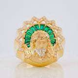 Anillo Rostro de Cristo 10.75g / T11 1/2 Dos Oros Amarillo Blanco 18K
