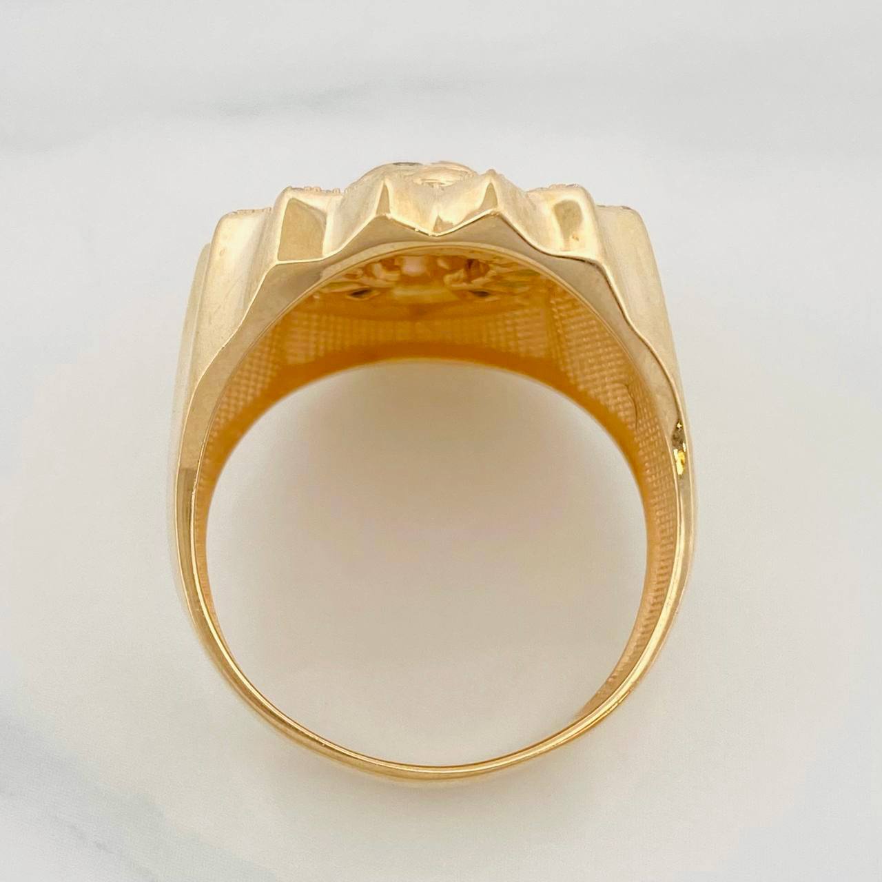 Anillo Rostro de Cristo 10.75g / T11 1/2 Dos Oros Amarillo Blanco 18K