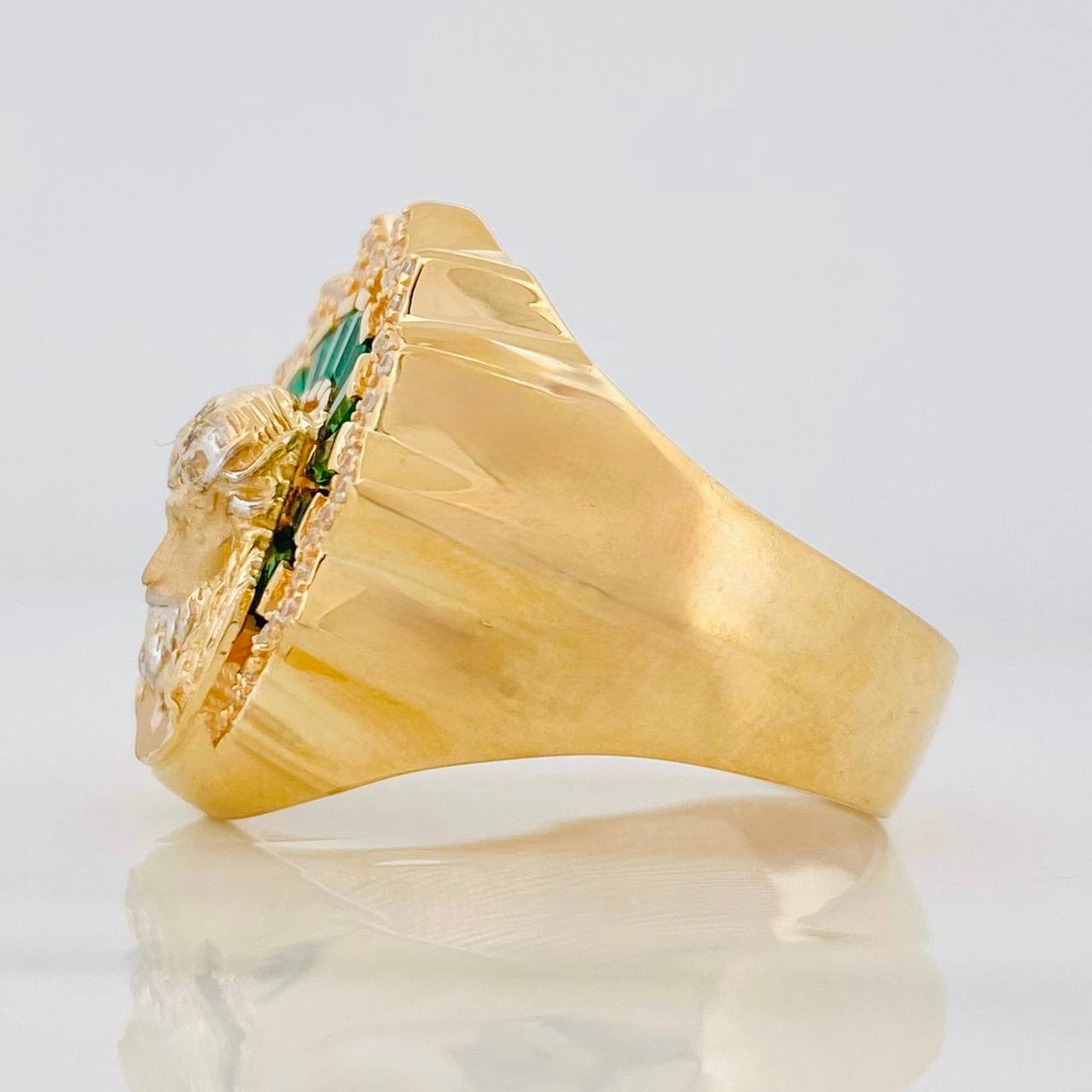 Anillo Rostro de Cristo 10.75g / T11 1/2 Dos Oros Amarillo Blanco 18K