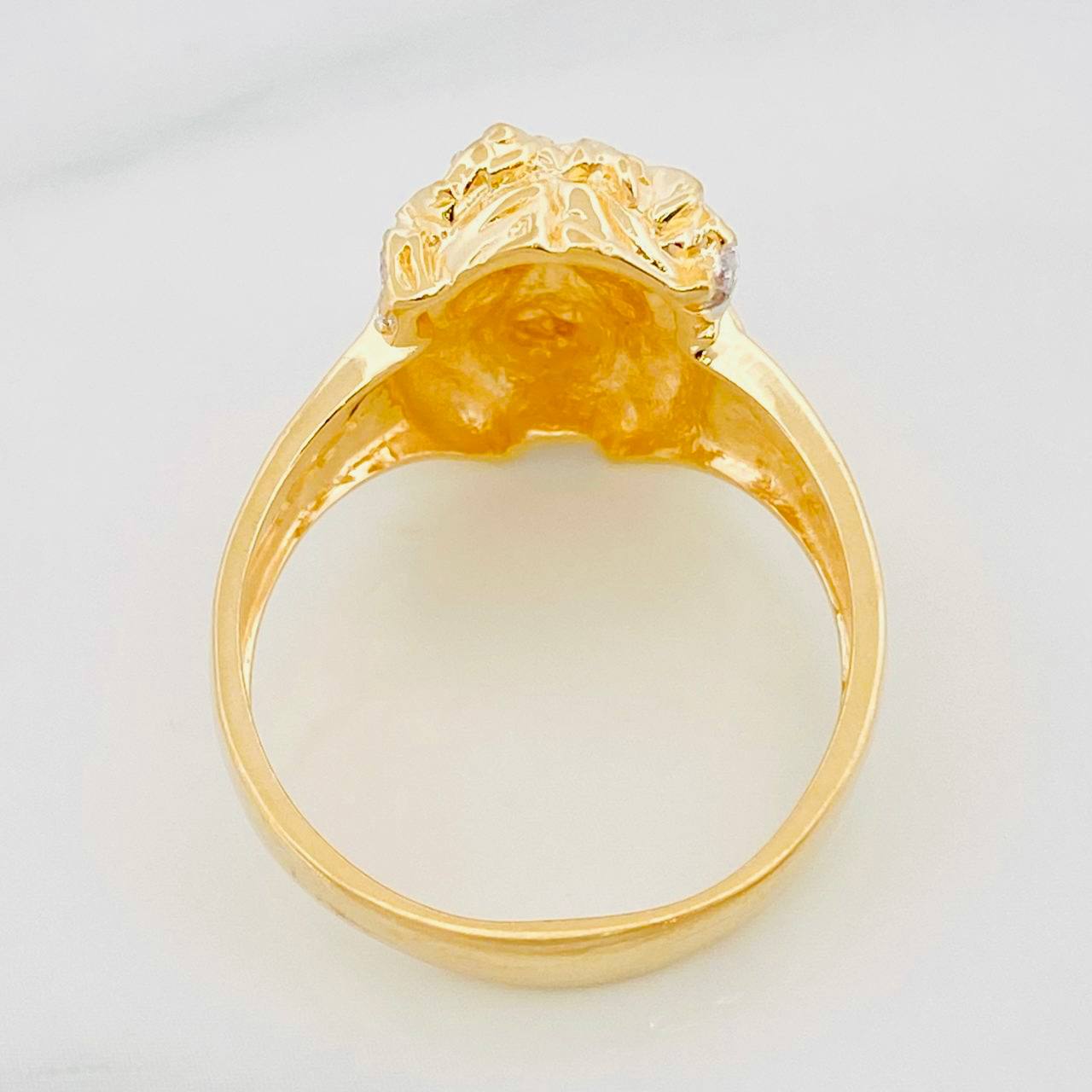 Anillo Rostro de Cristo 6.7g / T9 1/2 Dos Oros Amarillo Blanco 18K
