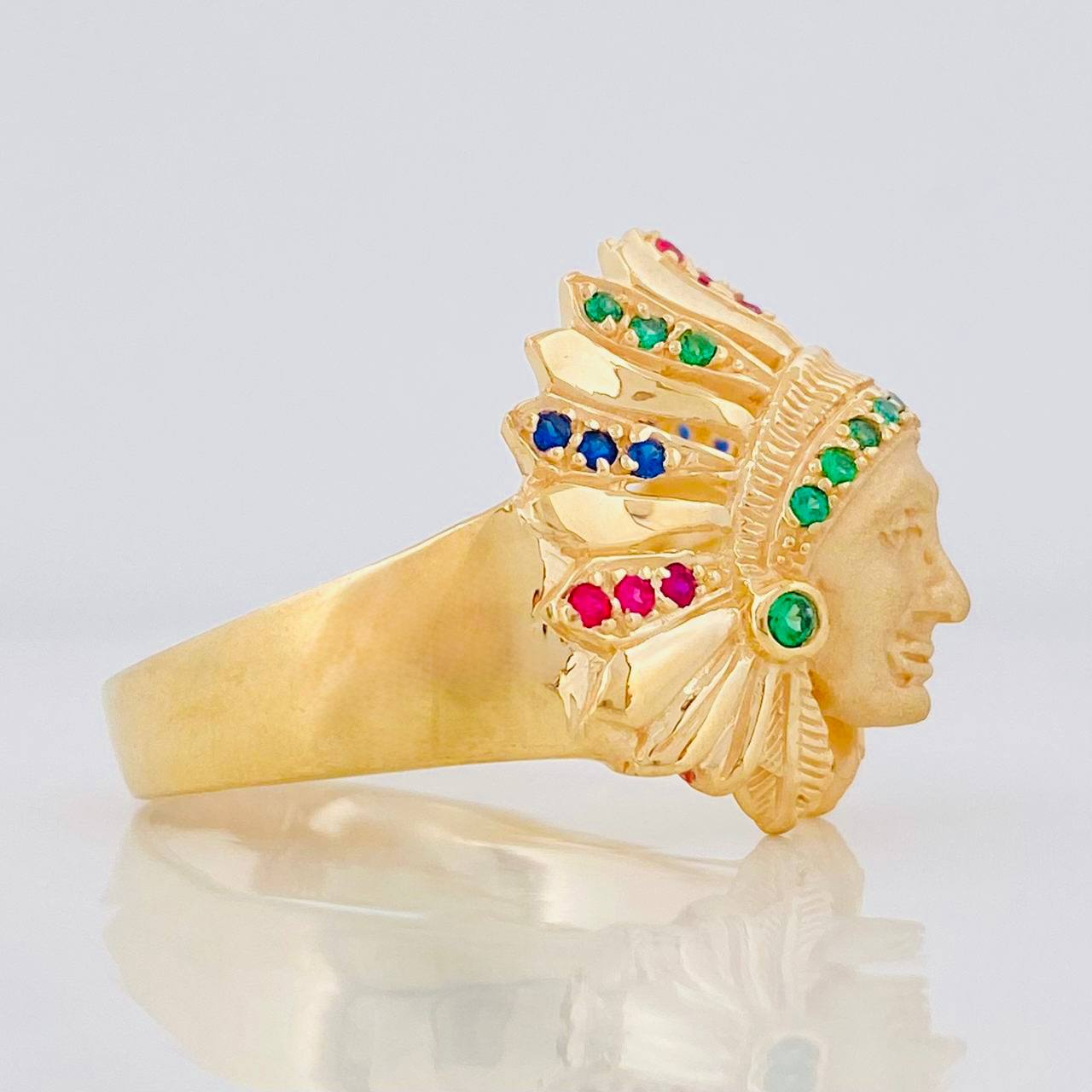 Anillo Indio 7.95g / T9 1/4 Oro Amarillo 18K