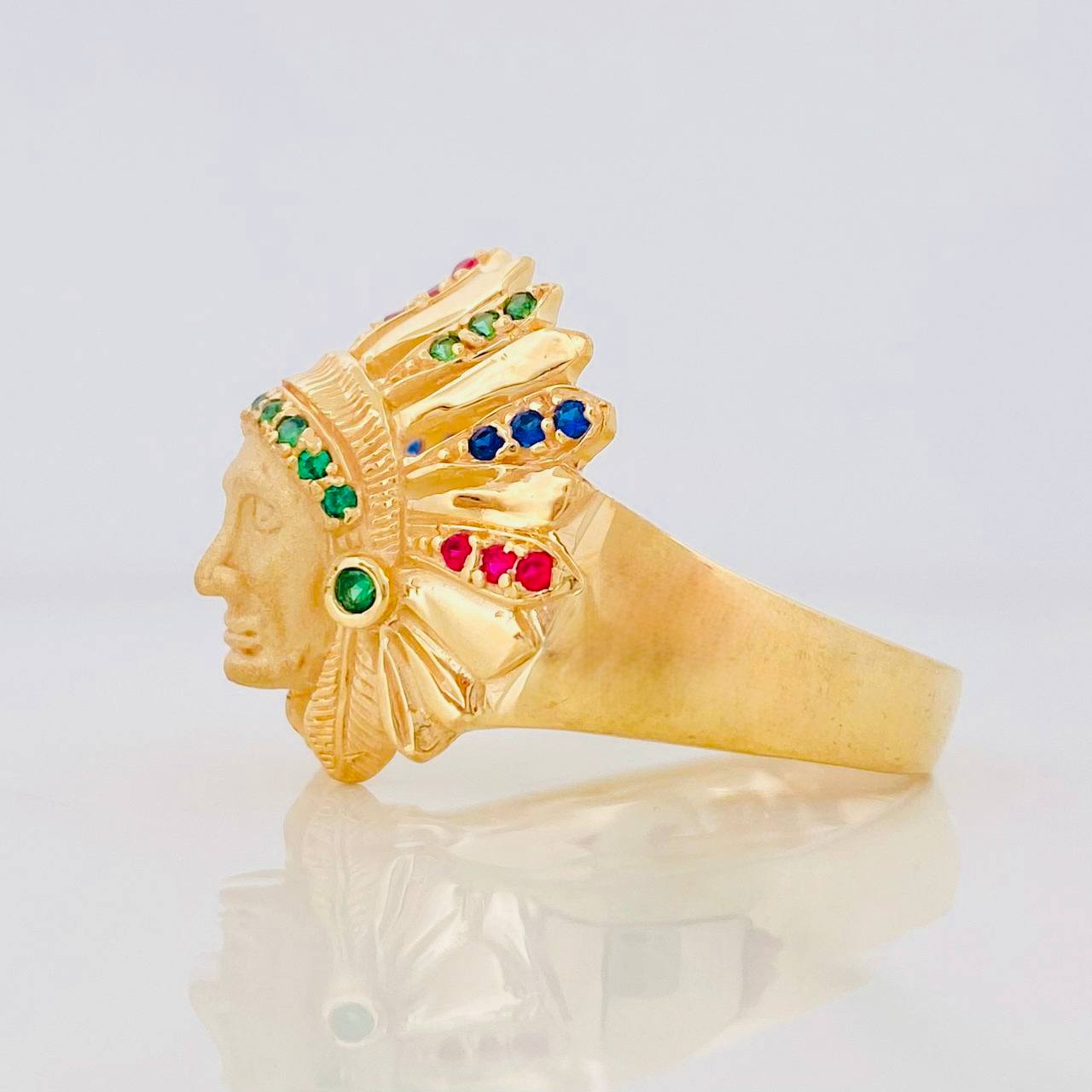 Anillo Indio 7.95g / T9 1/4 Oro Amarillo 18K