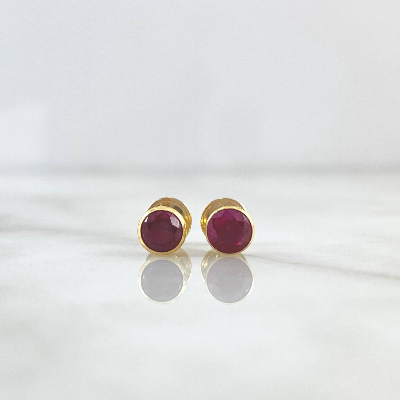 Topos Bisel 0.7gr / 5mm Circon Fucsia Oro Amarillo (Joya)