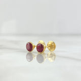 Topos Bisel 0.7gr / 5mm Circon Fucsia Oro Amarillo (Joya)