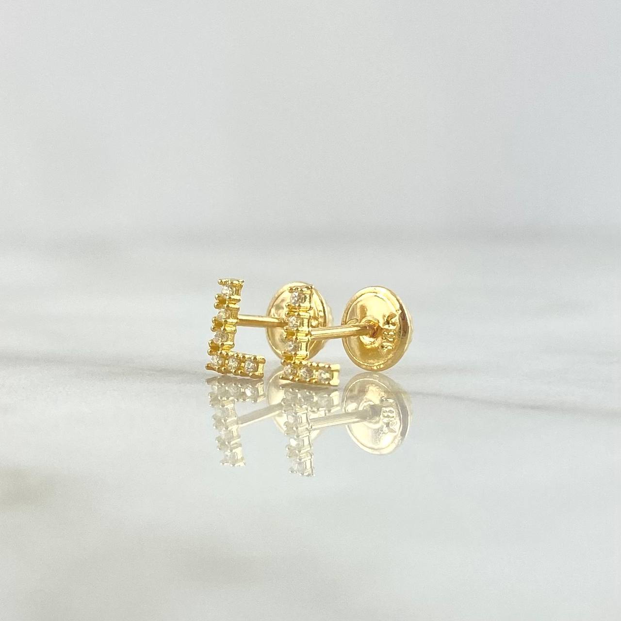 Topos Letra L 0.6gr / 6mm Circones Blancos Oro Amarillo 18K