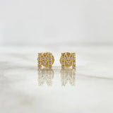 Topos Letra M 0.85gr / 6mm Circones Blancos Oro Amarillo 18K