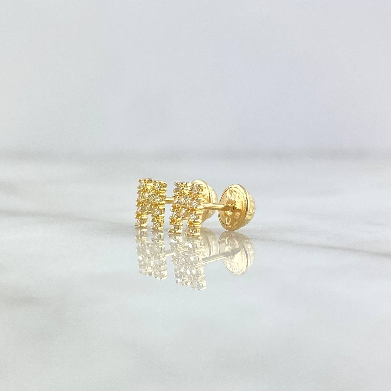 Topos Letra M 0.85gr / 6mm Circones Blancos Oro Amarillo 18K