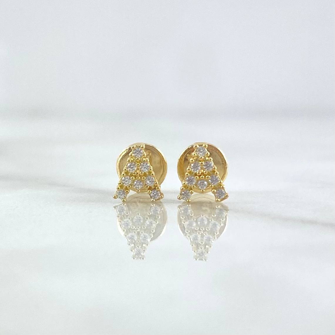 Topos Letra A 0.7gr / 6mm Circones Blancos Oro Amarillo 18K *