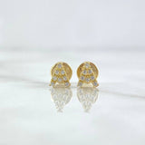 Topos Letra A 0.7gr / 6mm Circones Blancos Oro Amarillo 18K *