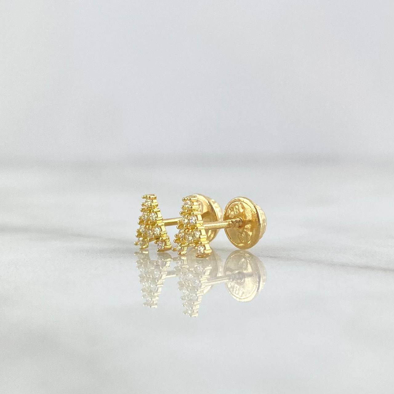 Topos Letra A 0.7gr / 6mm Circones Blancos Oro Amarillo 18K ©