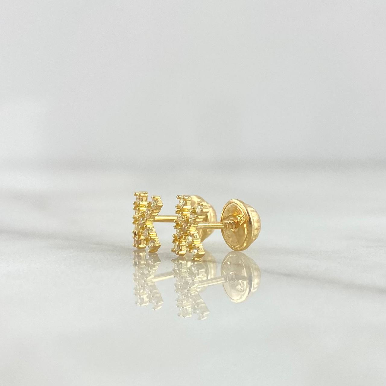 Topos Letra K 0.7gr / 6mm Circones Blancos Oro Amarillo 18K *