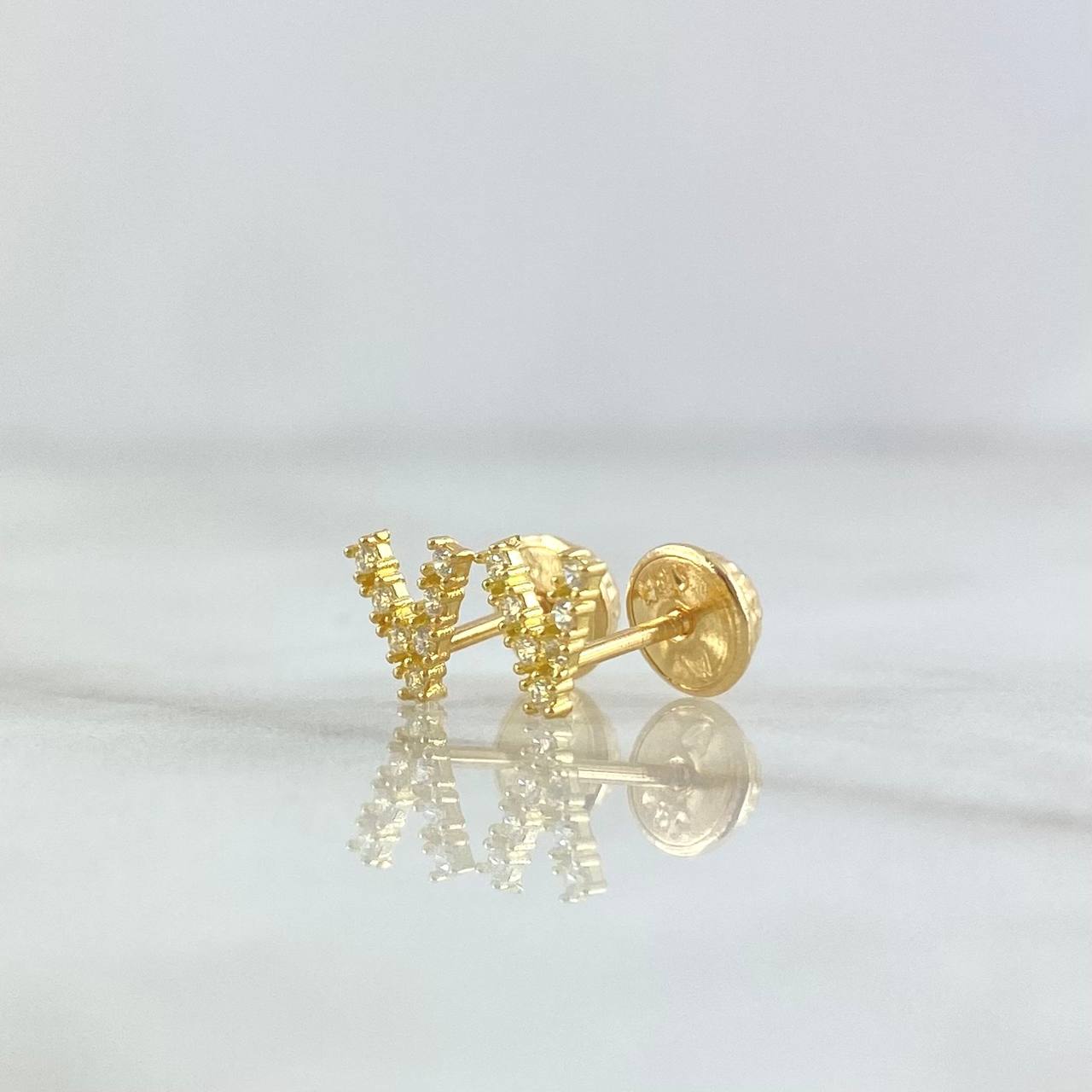 Topos Letra V 0.65gr / 6mm Circones Blancos Oro Amarillo