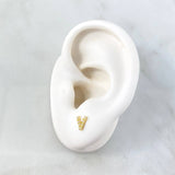 Topos Letra V 0.65gr / 6mm Circones Blancos Oro Amarillo