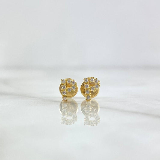 Topos Letra P 0.65gr / 6mm Circones Blancos Oro Amarillo