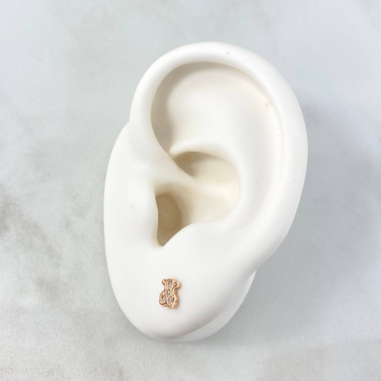 Topos Oso Ts 0.7gr / 5mm Circones Blancos Oro Rosa