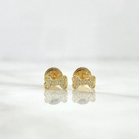 Topos Moño 0.7gr / 7mm Circones Blancos Oro Amarillo