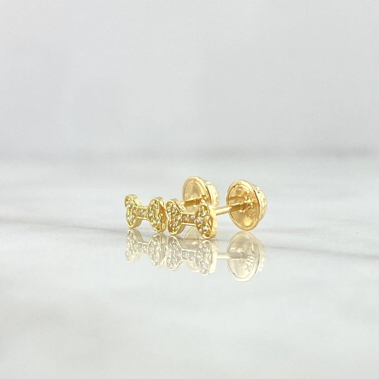 Topos Moño 0.7gr / 7mm Circones Blancos Oro Amarillo